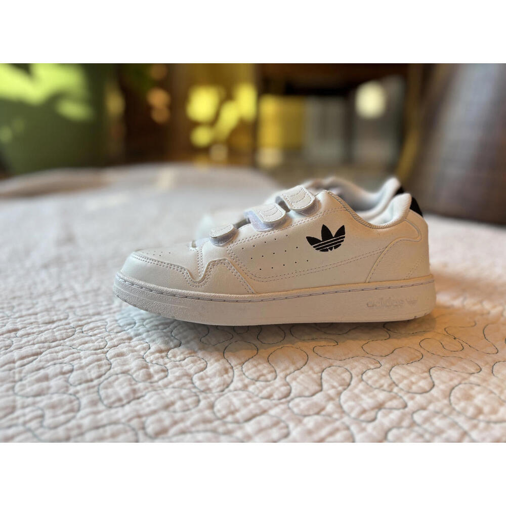Adidas Boys White Strap Sneakers with Black Logo Ortholite‎ Y3